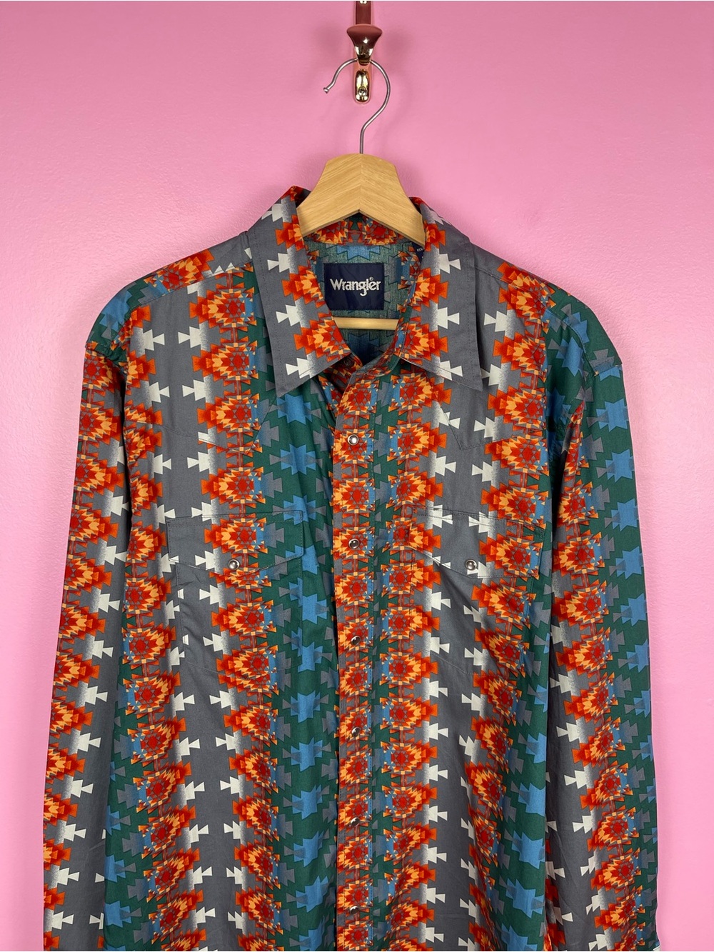 Wrangler Checotah Southwestern Print Western Snap Shirt Men's Large - Picture 8 of 15